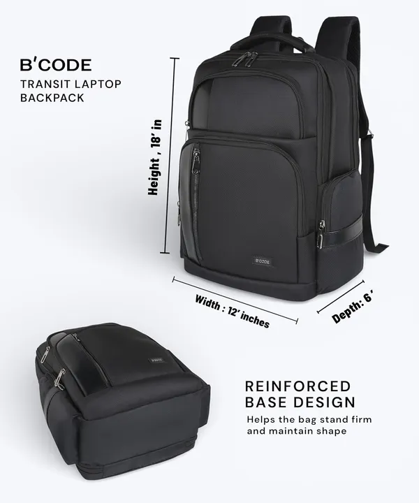 BCODE_TRANSIT_Black_Laptop_Backpack_For_Unisex