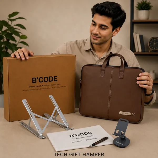 B_Code_Premium_Personalised_Tech_Gift_Hamper_Laptop_Bag_Laptop_Stand_Mobile_Stand_Pouch_And_Pen_Corporate_Gift_Set