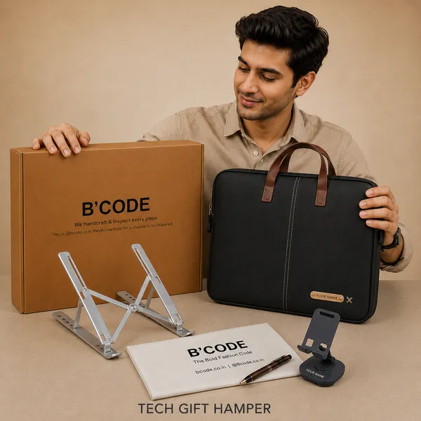 B_Code_Premium_Personalised_Tech_Gift_Hamper_Laptop_Bag_Laptop_Stand_Mobile_Stand_Pouch_And_Pen_Corporate_Gift_Set