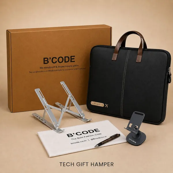 B_Code_Premium_Personalised_Tech_Gift_Hamper_Laptop_Bag_Laptop_Stand_Mobile_Stand_Pouch_And_Pen_Corporate_Gift_Set