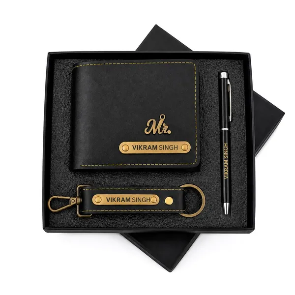 B’Code_Personalized_Name_&_Charm_Leather_Wallet_Mens_Combo_Giftset_|_Customized_Birthday_Anniversary_Wedding_Engagement_Office_Gifts_for_Man|_Gift_for_Men|_Brothers_Raksha_Bandhan_Present_(BLACK)