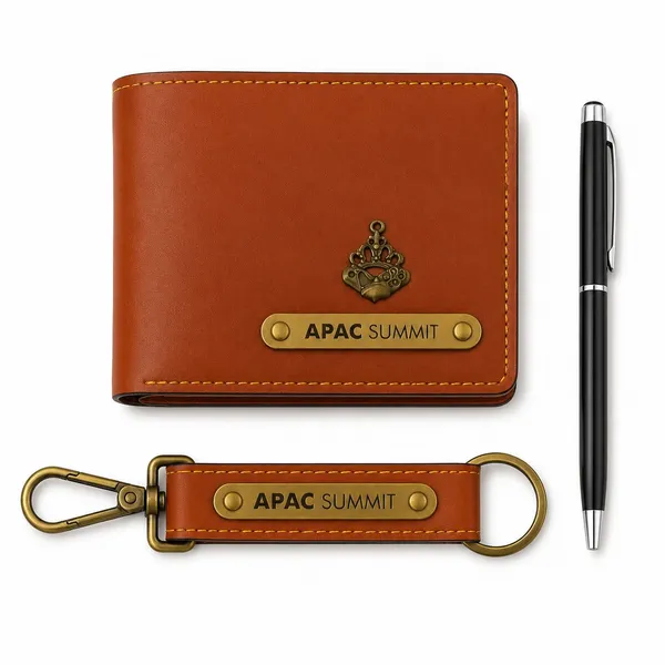 B'CODE_Personalised_Men's_Gift_Combo_(3-Piece_Set)_–_Custom_Name_&_Charm_Leather_Wallet,_Keychain_&_Engraved_Pen
