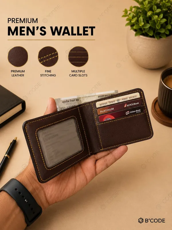 B'CODE_Personalised_Men's_Gift_Combo_(3-Piece_Set)_–_Custom_Name_&_Charm_Leather_Wallet,_Keychain_&_Engraved_Pen