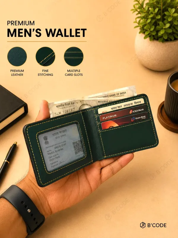 B'CODE_Personalised_Men's_Gift_Combo_(3-Piece_Set)_–_Custom_Name_&_Charm_Leather_Wallet,_Keychain_&_Engraved_Pen