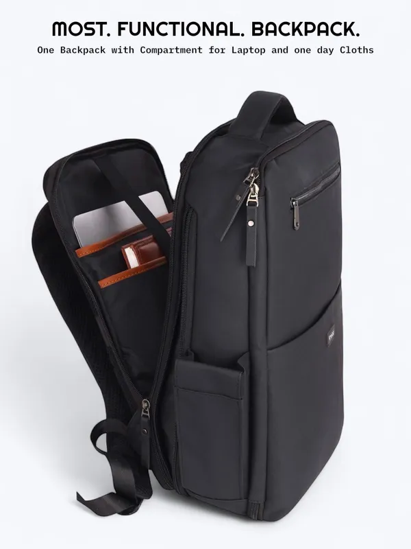 ELITE_Overnighter_Leather_Laptop_Backpack_|_Stylish_Bucket_Design_with_Multifunctional_Pockets_|_Water-Resistant_&_Durable_Travel_and_Office_Bag_for_Men_&_Women_–_BLACK