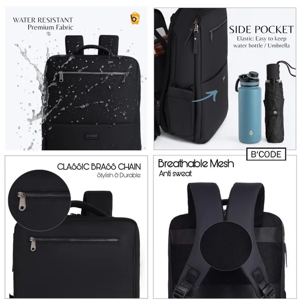 ELITE_Overnighter_Leather_Laptop_Backpack_|_Stylish_Bucket_Design_with_Multifunctional_Pockets_|_Water-Resistant_&_Durable_Travel_and_Office_Bag_for_Men_&_Women_–_BLACK