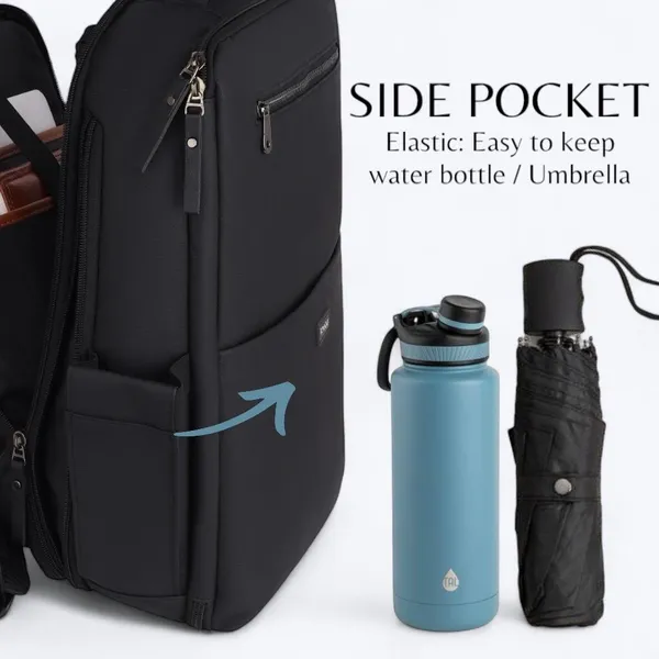 ELITE_Overnighter_Leather_Laptop_Backpack_|_Stylish_Bucket_Design_with_Multifunctional_Pockets_|_Water-Resistant_&_Durable_Travel_and_Office_Bag_for_Men_&_Women_–_BLACK
