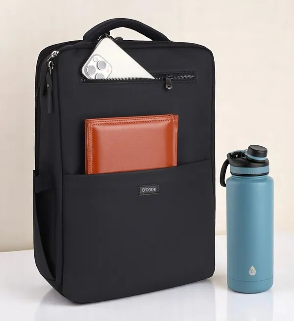 ELITE_Overnighter_Leather_Laptop_Backpack_|_Stylish_Bucket_Design_with_Multifunctional_Pockets_|_Water-Resistant_&_Durable_Travel_and_Office_Bag_for_Men_&_Women_–_BLACK