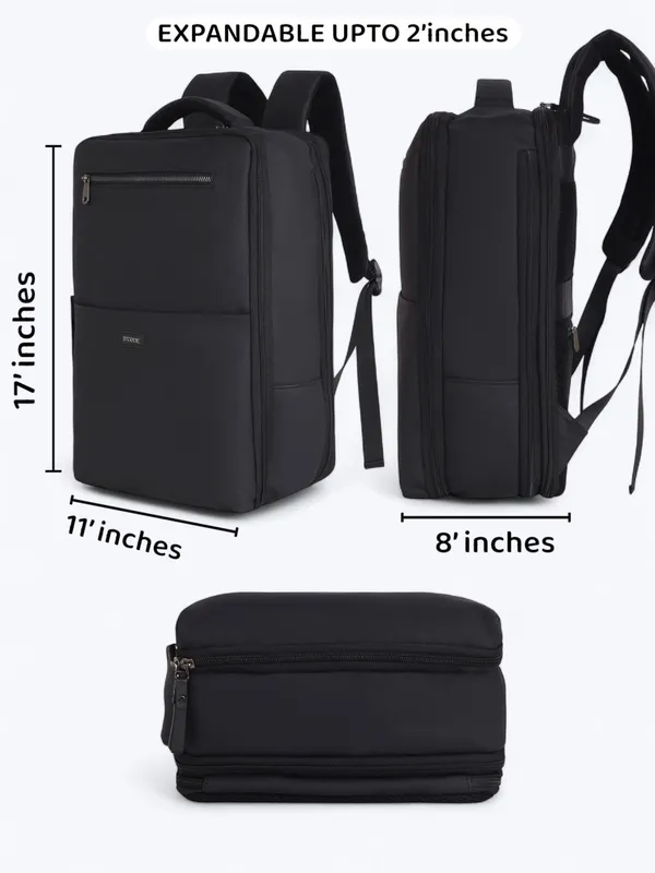 ELITE_Overnighter_Leather_Laptop_Backpack_|_Stylish_Bucket_Design_with_Multifunctional_Pockets_|_Water-Resistant_&_Durable_Travel_and_Office_Bag_for_Men_&_Women_–_BLACK