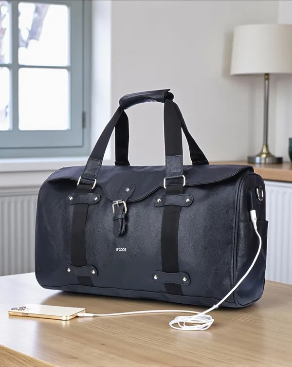 BCODE_TECHNO_Black_Travel_Duffel_Bag_With_Usb_Port_For_Unisex