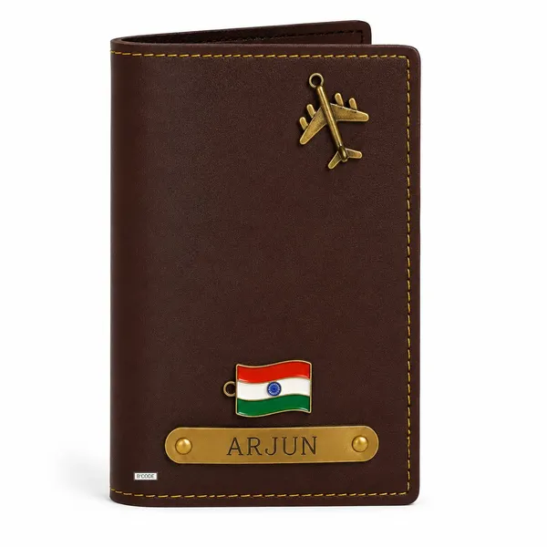 Personalized_Passport_Cover_for_Men_&_Women_|_Vegan_Leather_Travel_Passport_Holder_with_Card_Slots_|_Custom_Name_Plate_&_Travel_Charm_|_Passport_Wallet_for_Travel_&_Gifting_(BROWN)