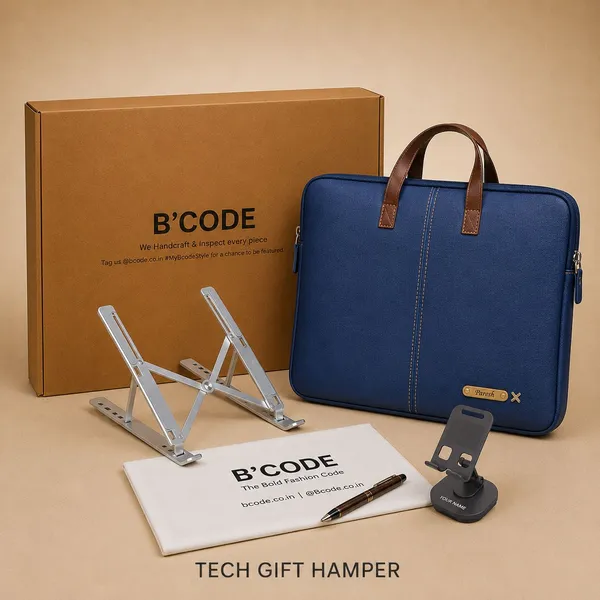 B'CODE_Premium_Personalised_Tech_Gift_Hamper_(5-Piece_Set)_–_Custom_Name_Laptop_Bag,_Foldable_Laptop_Stand,_Mobile_Holder,_Pouch_&_Pen_|_Executive_Corporate_Gift_Box