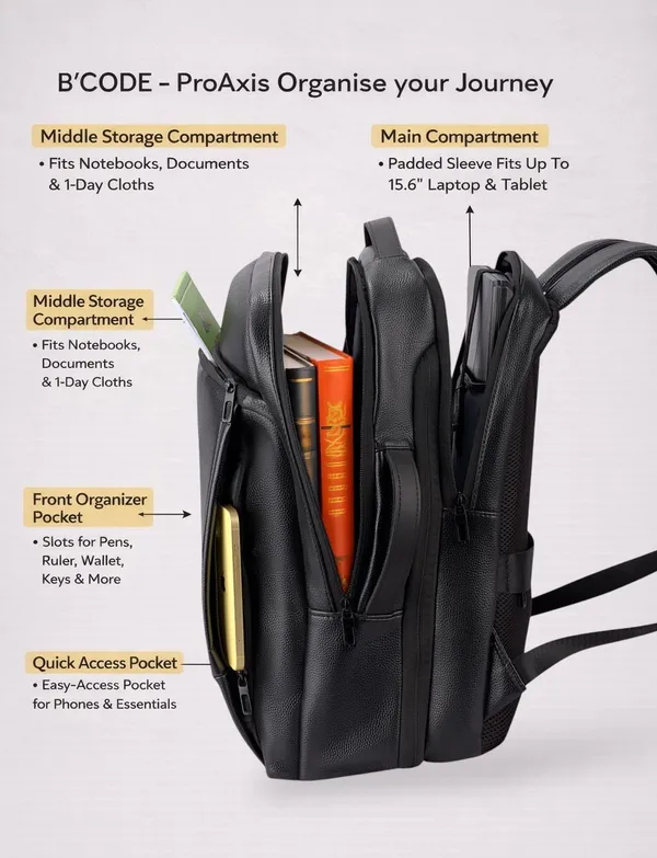 Bcode_Pro-Axis_38L_Vegan_Leather_15.6_Inch_Laptop_Backpack