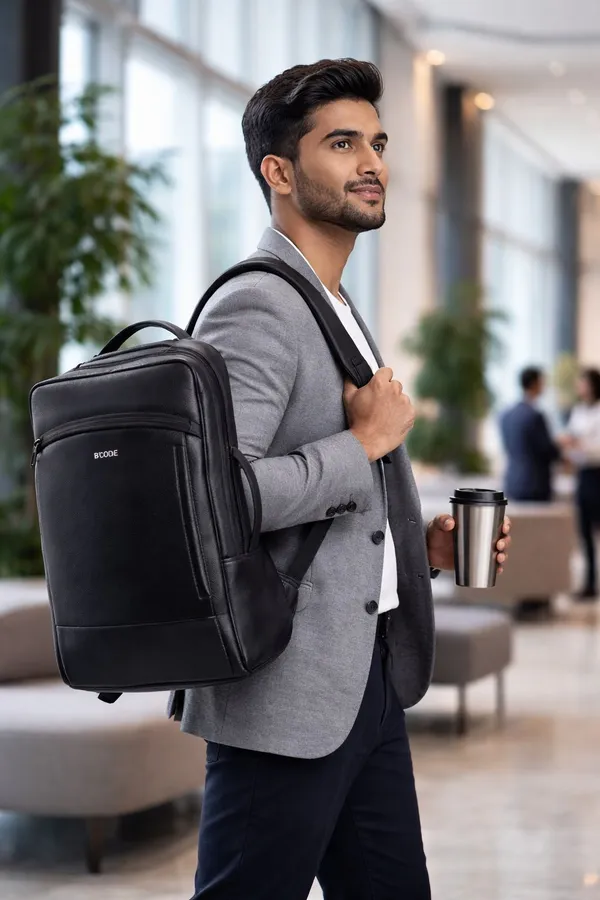 Bcode_Pro-Axis_38L_Vegan_Leather_15.6_Inch_Laptop_Backpack