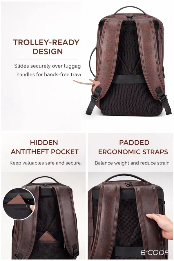 Bcode_Pro-Axis_38L_Vegan_Leather_15.6_Inch_Laptop_Backpack