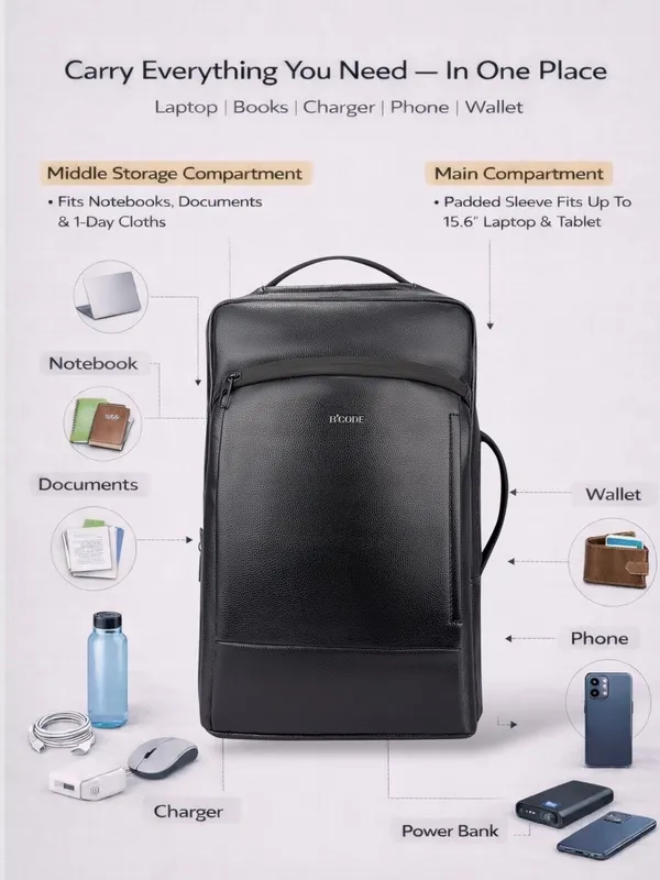 Bcode_Pro-Axis_38L_Vegan_Leather_15.6_Inch_Laptop_Backpack