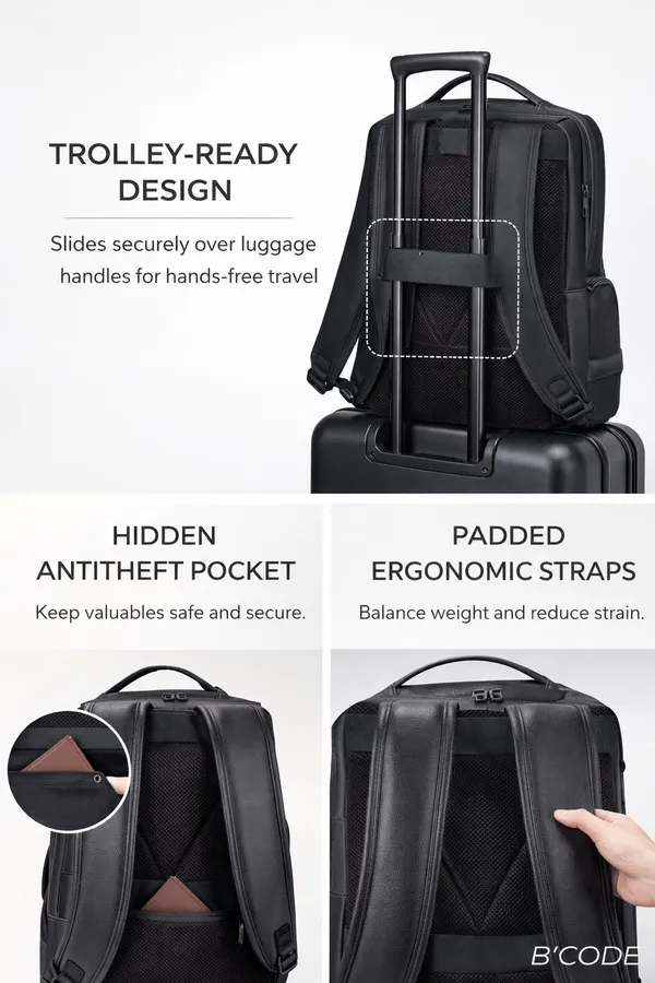 Bcode_Pro-Axis_38L_Vegan_Leather_15.6_Inch_Laptop_Backpack