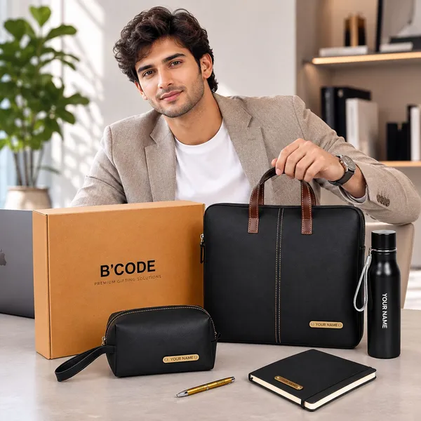 B'CODE_Premium_Personalised_Executive_Corporate_Gift_Hamper_(5-Piece_Set)_–_Laptop_Bag,_Stainless_Steel_Bottle,_Diary,_Pouch_&_Metallic_Pen