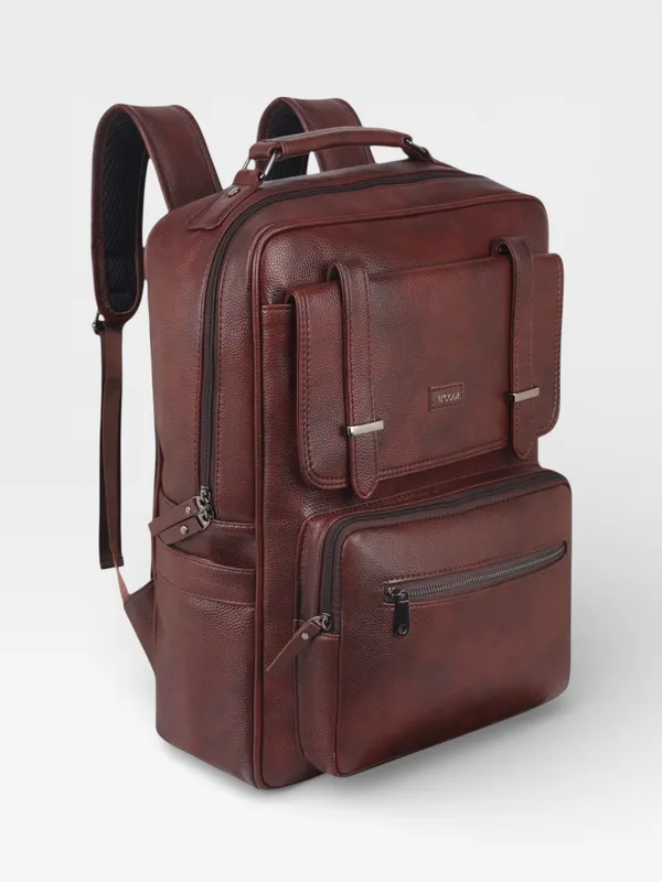 BCODE_Primepro_Brown_Vegan_Leather_Laptop_Backpack_For_Unisex