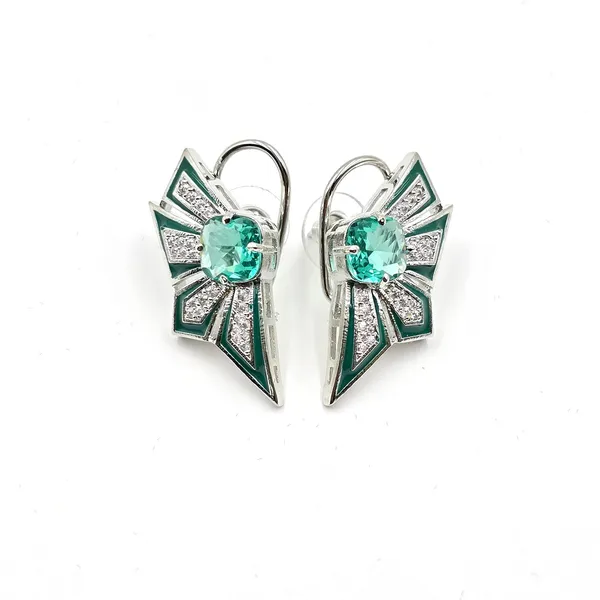Silver_&_Blue_Brass_Dragon_Studs_For_Women