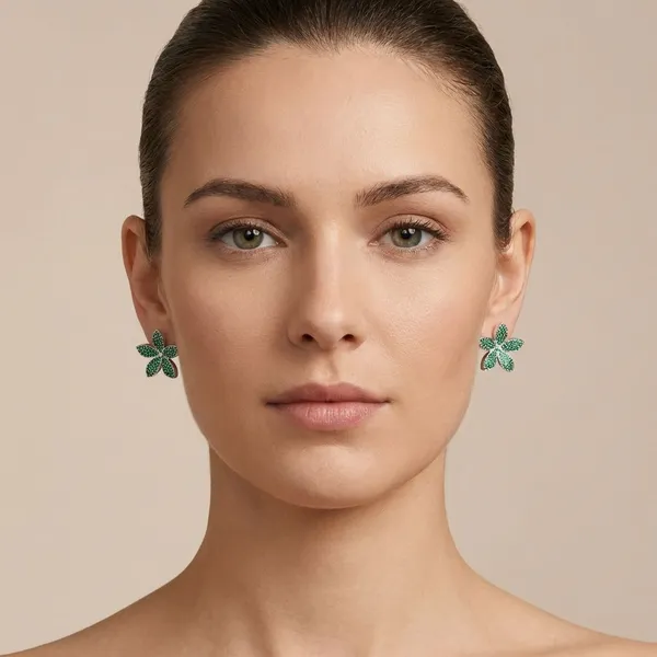 Green_Brass_Emerald_Bloom_Studs_For_Women