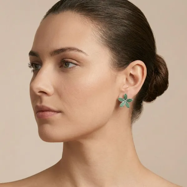 Green_Brass_Emerald_Bloom_Studs_For_Women