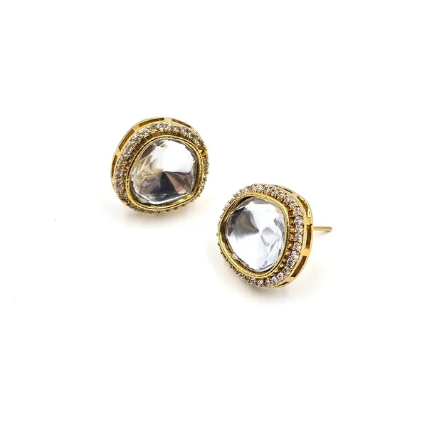 Gold_Brass_Moissanite_Polki_Studs_For_Women