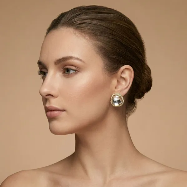 Gold_Brass_Moissanite_Polki_Studs_For_Women