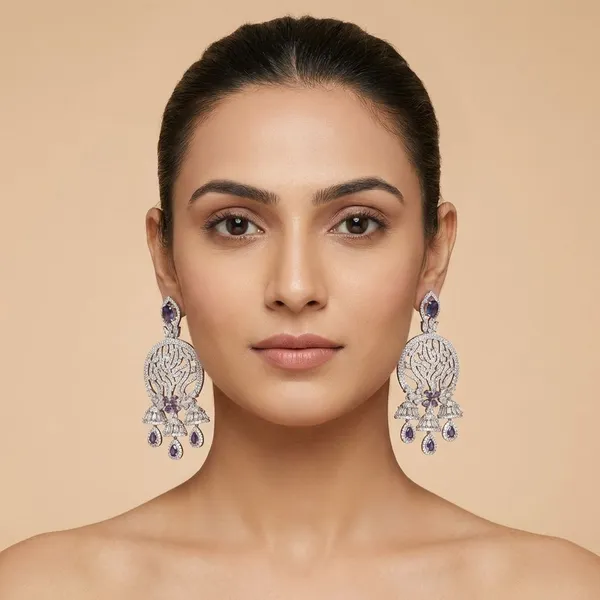 Silver_Brass_Veil_Danglers_For_Women