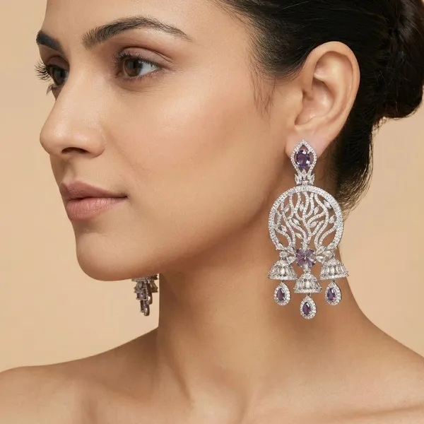 Silver_Brass_Veil_Danglers_For_Women