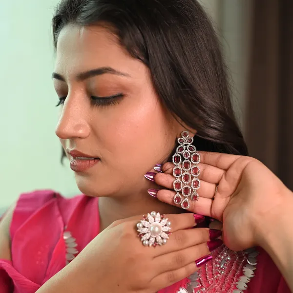Gold_Brass_Ruby_Cascade_Danglers_For_Women