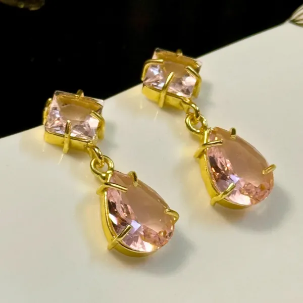 Pink_Brass_Statement_Drop_Earrings_In_For_Women