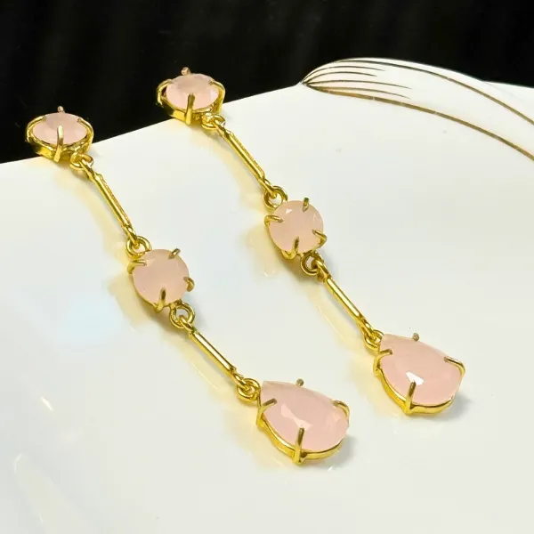 Pink_Brass_Statement_Drop_Earrings_In_For_Women