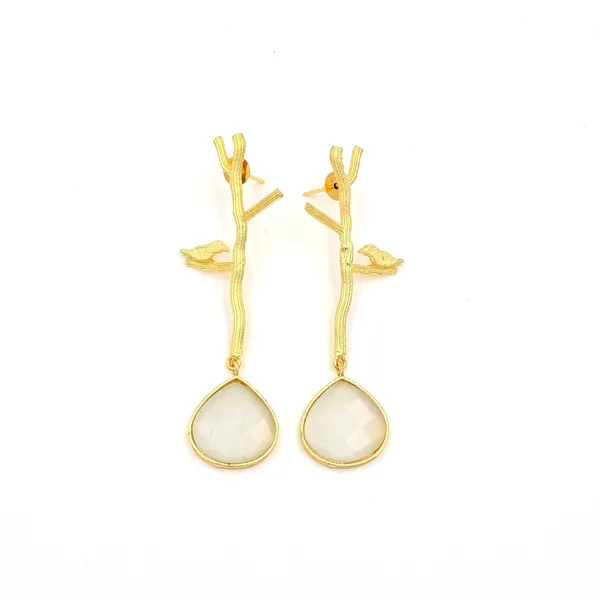 White_Brass_Bird_On_Tree_Danglers_For_Women