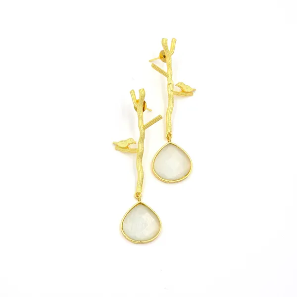 White_Brass_Bird_On_Tree_Danglers_For_Women