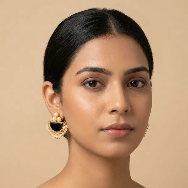 Black_Brass_Drop_Studs_With_Pearls_For_Women