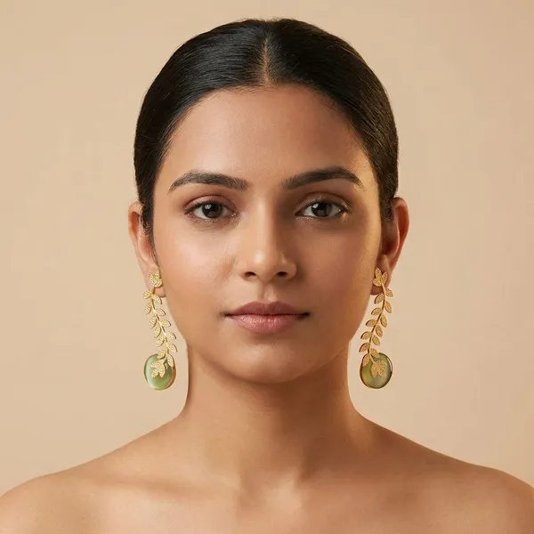 Green_Brass_Statement_Danglers_With_Bird_For_Women