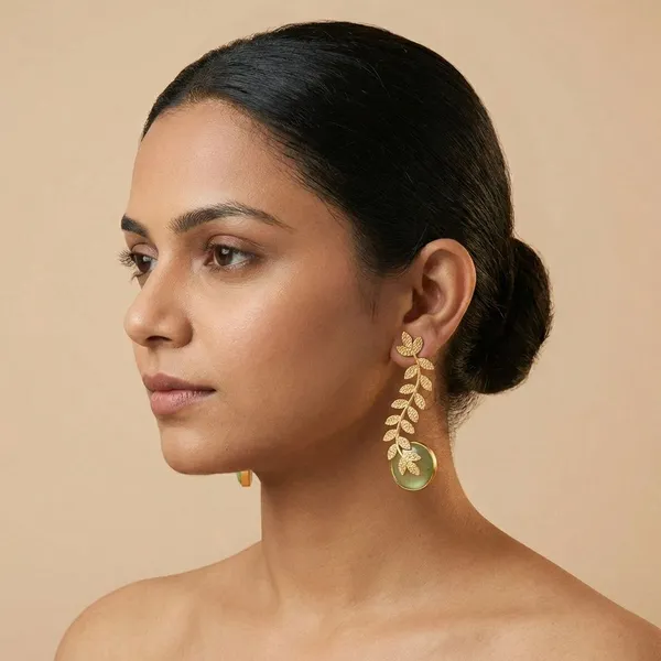Green_Brass_Statement_Danglers_With_Bird_For_Women