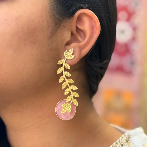 Pink_Brass_Statement_Danglers_With_Bird_For_Women