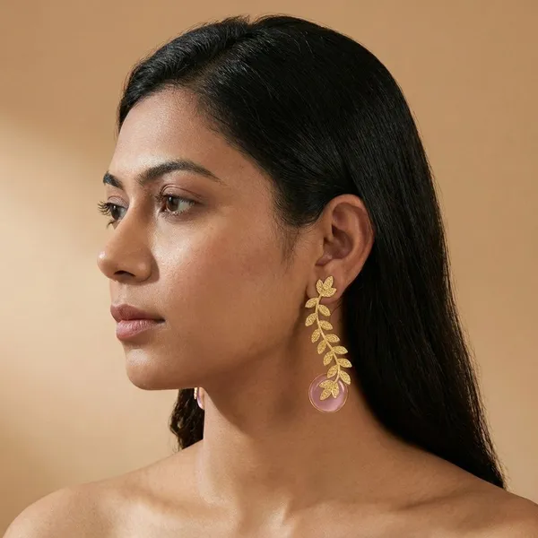 Pink_Brass_Statement_Danglers_With_Bird_For_Women