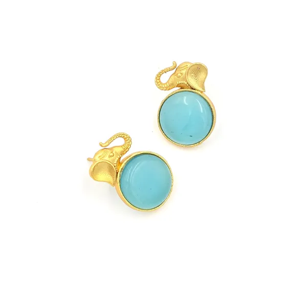Blue_Brass_Elephant_Studs_For_Women