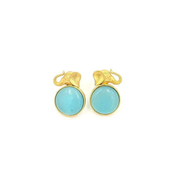 Blue_Brass_Elephant_Studs_For_Women