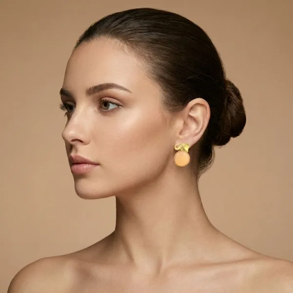 Orange_Brass_Elephant_Studs_For_Women