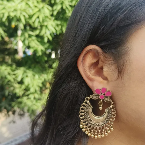 Pink_Brass_Oxidized_Earrings_For_Women