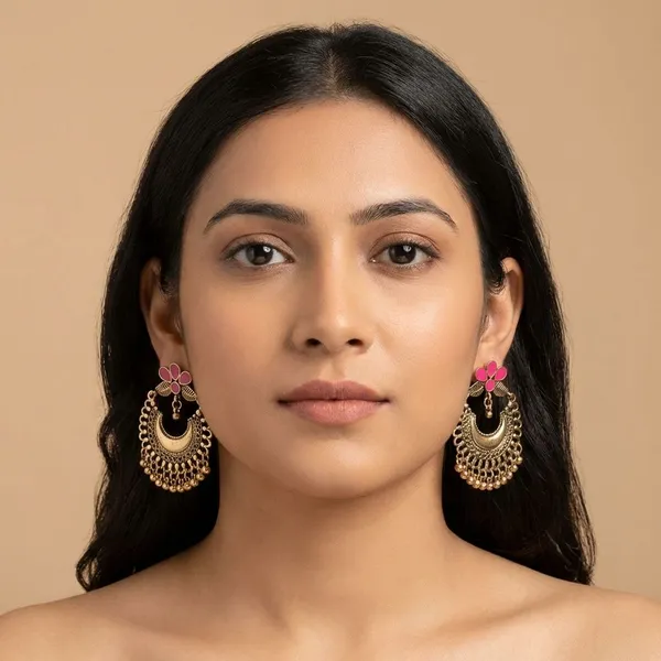 Pink_Brass_Oxidized_Earrings_For_Women