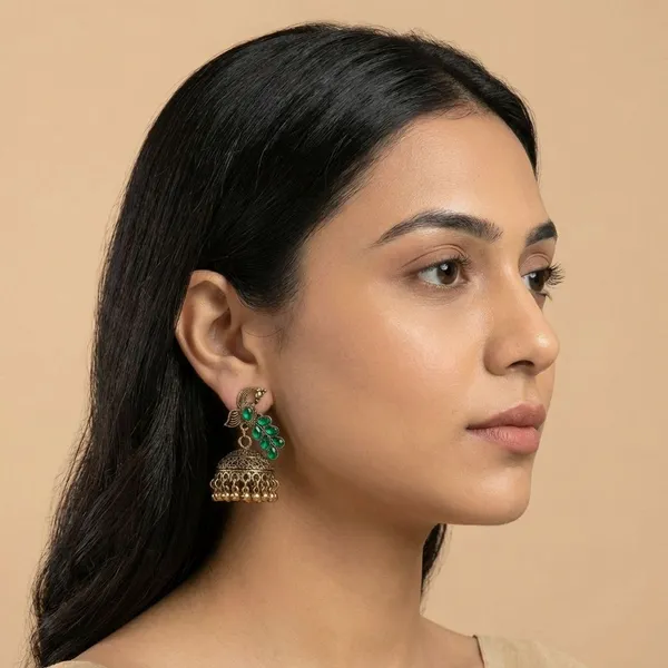 Gold_Brass_Mini_Peacock_Jhumka_For_Women