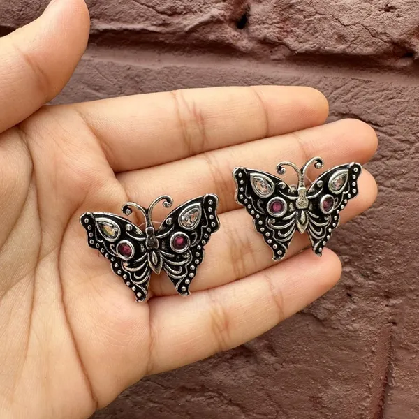 Silver_Brass_Butterfly_Studs_For_Women