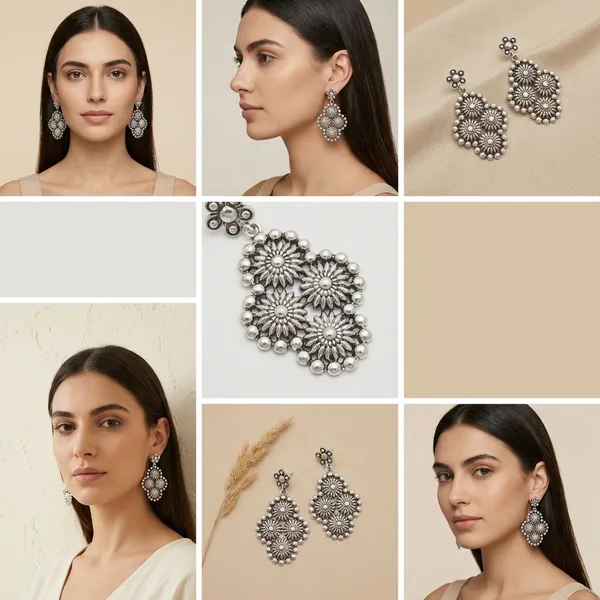 Silver_Brass_Silver_Plated_Floral_Earrings_For_Women