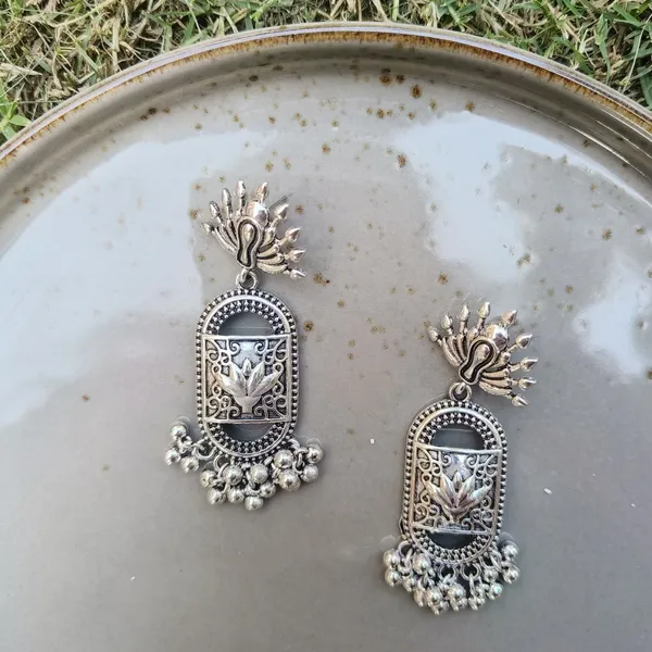 Silver_Brass_Silver_Plated_Beads_Earrings_For_Women