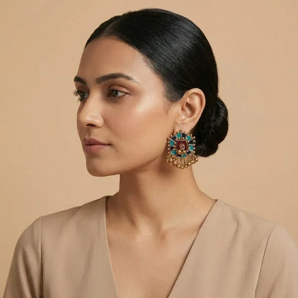 Silver_Brass_Hexagon_Shaped_Studs_For_Women